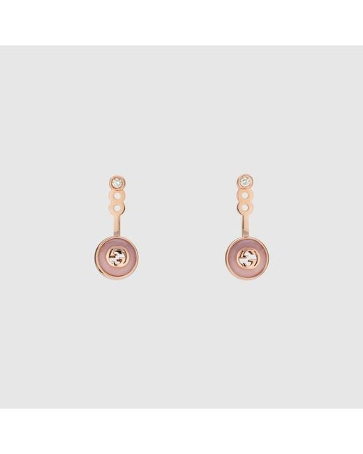 Gucci Pink Interlocking 18K Earrings