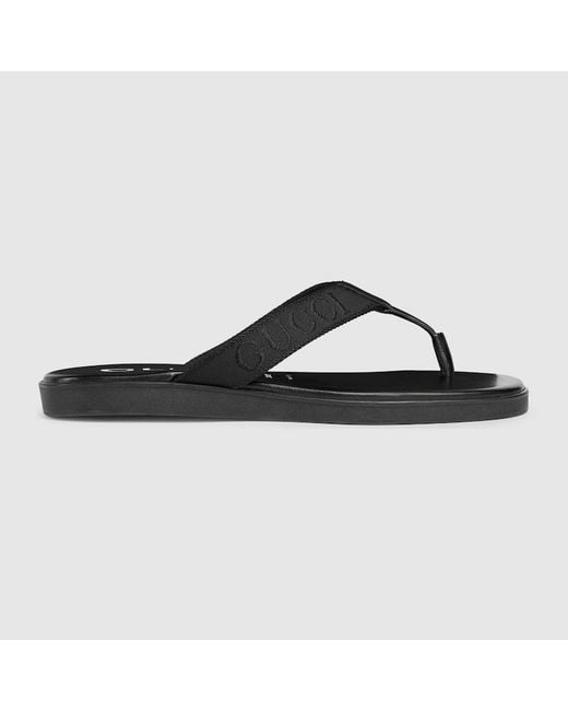 Gucci Black Thong With Tonal Logo for men