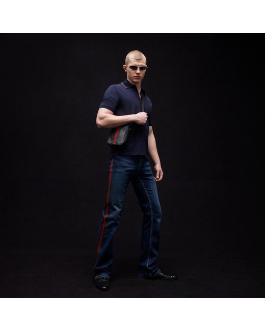 Gucci Blue Cotton Jersey Piquet Polo Shirt for men