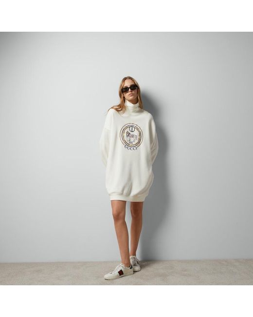 Gucci White Jersey Sweatshirt With Embroidery
