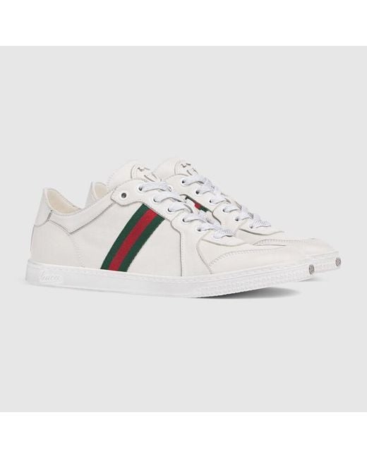 Gucci White Stretch Low-Top Trainer, Uk