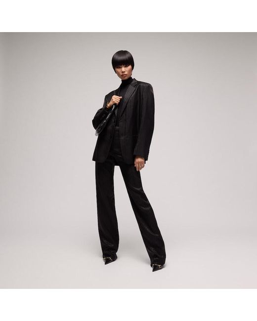 Gucci Black Pinstripe Wool Silk Jacket, Size 42 It, Ready-To-Wear