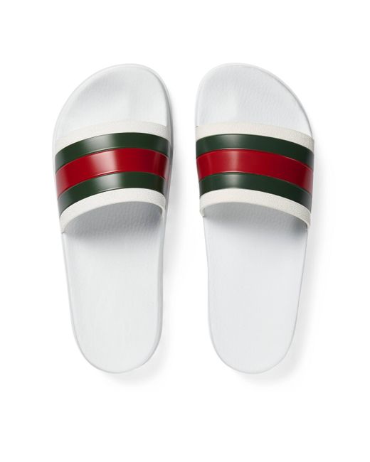 Gucci Web Slide Sandal in White for Men 