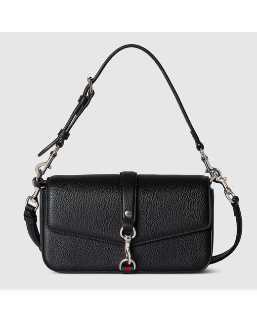Gucci Black Small Crossbody Bag With Hook Closure, Leather for men