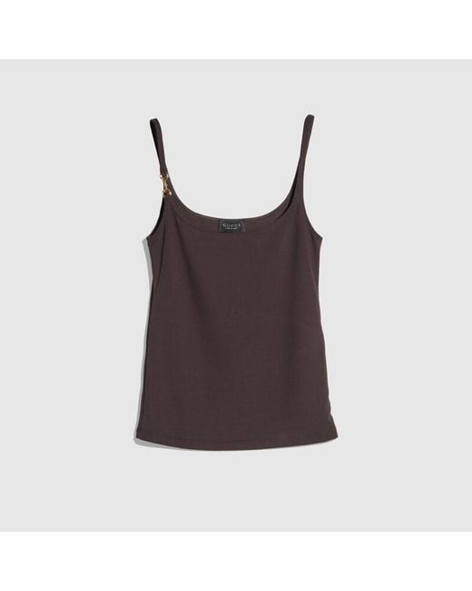 Gucci Brown Viscose Crêpe Jersey Top With Horsebit, Size L, Ready-To-Wear