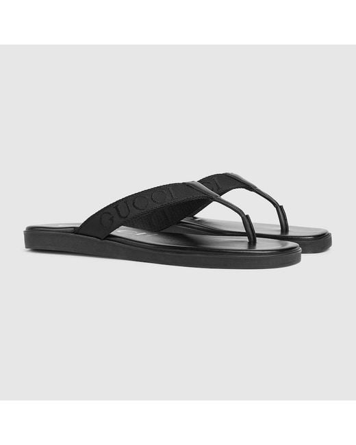 Gucci Black Thong With Tonal Logo for men