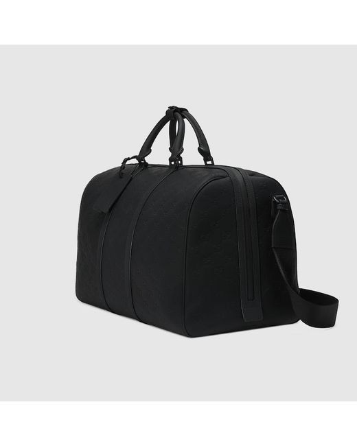 Gucci Black GG Rubber-effect Large Duffle Bag for men
