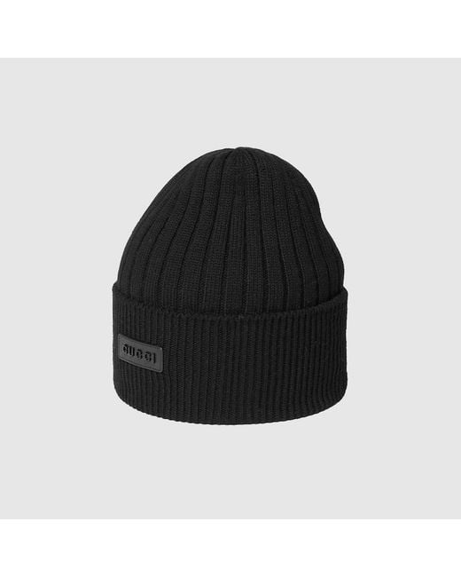 Gucci Black Wool Hat With Logo for men