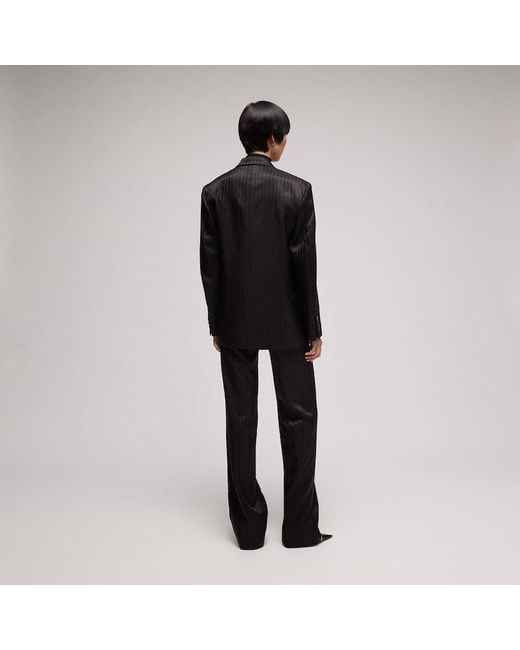 Gucci Black Pinstripe Wool Silk Jacket, Size 42 It, Ready-To-Wear