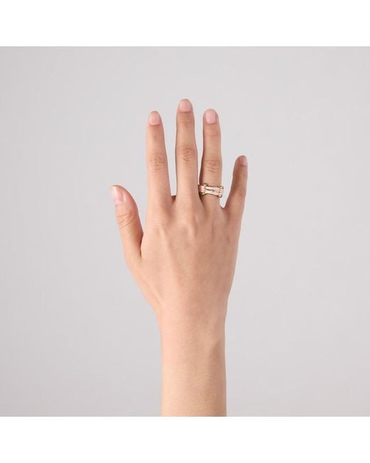 Gucci Metallic Horsebit Ring With Enamel