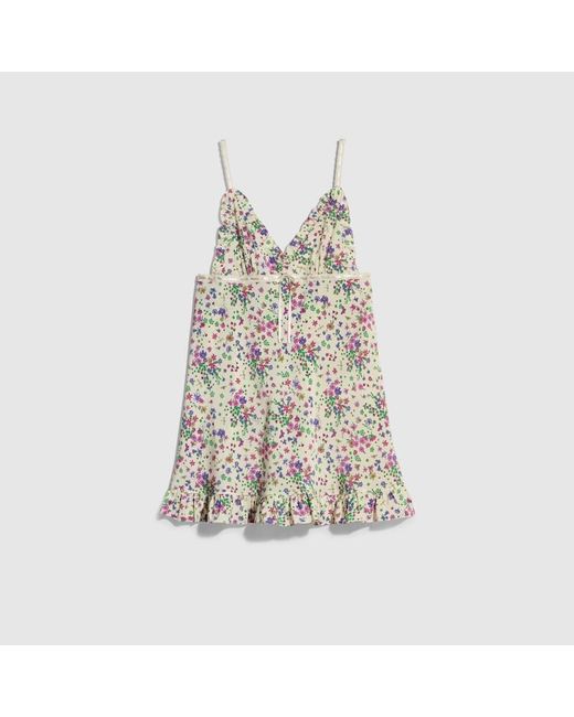 Gucci White Printed Silk Dress