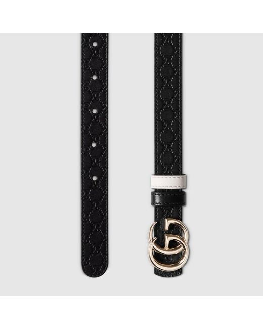 Gucci Brown Reversible Gg Marmont Thin Belt, Size 100