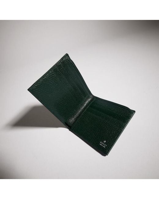 Gucci Green Essence Classic Bi-Fold Wallet, Original Gg Fabric for men