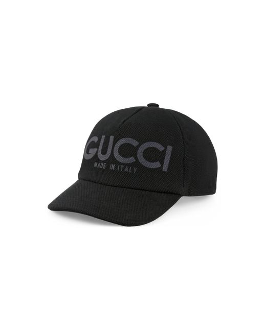 Gucci Black Baseball Hat With Print for men