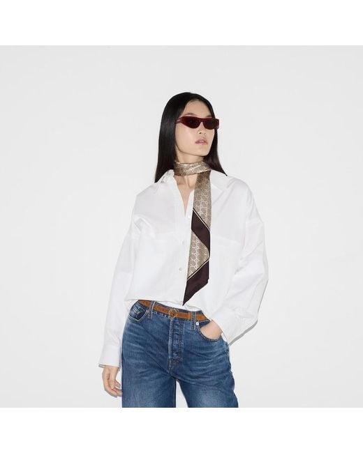 Gucci Brown Laminated Printed Silk Twill Carré