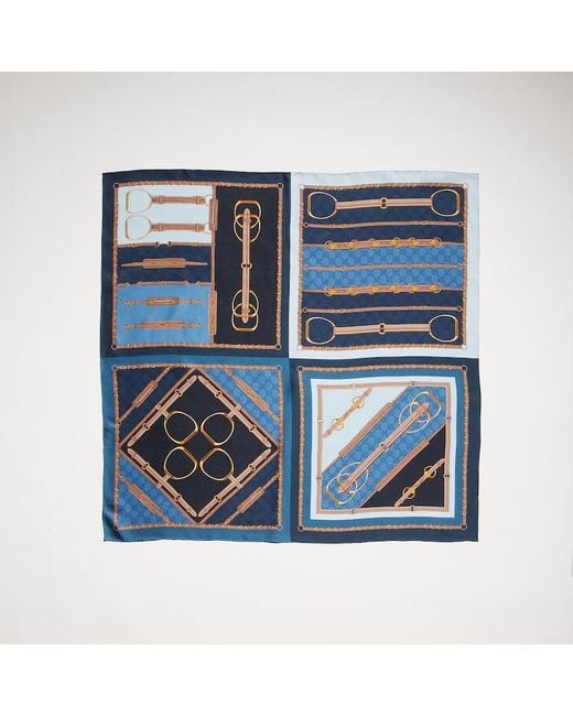 Gucci Blue Printed Silk Twill Jacquard Carré