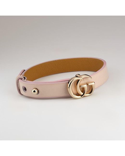 Gucci Metallic Leather Bracelet With Double G