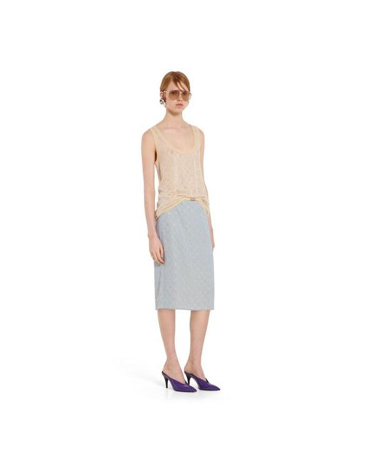 Gucci Natural Fine Silk Tank Top With Gg Crystals