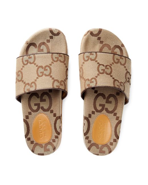 Gucci Men's Maxi GG Canvas Slide Sandal - Natural - Leather Sandals