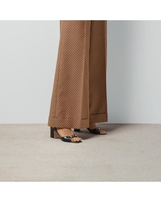 Gucci Metallic Horsebit Mid-heel Sandal