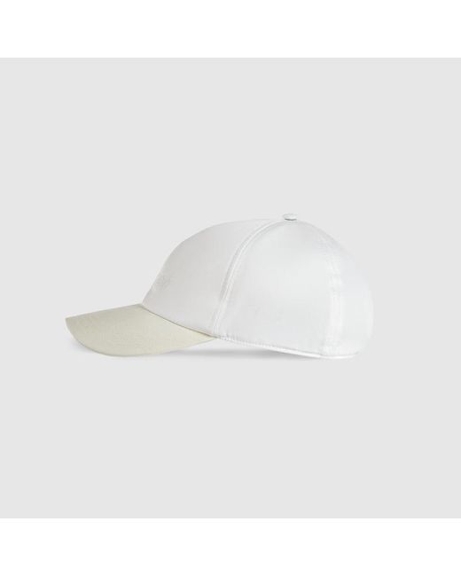 Gucci White Cotton Baseball Hat With Embroidery for men
