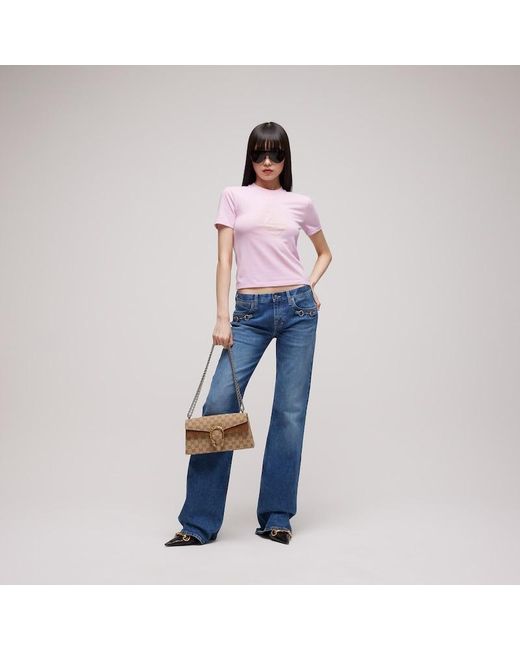 Gucci Pink Cotton Jersey T-Shirt With Print