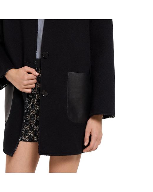 Gucci Black Reversible Silk Wool Coat