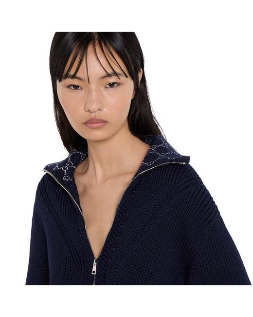 Gucci Blue Wool Cardigan