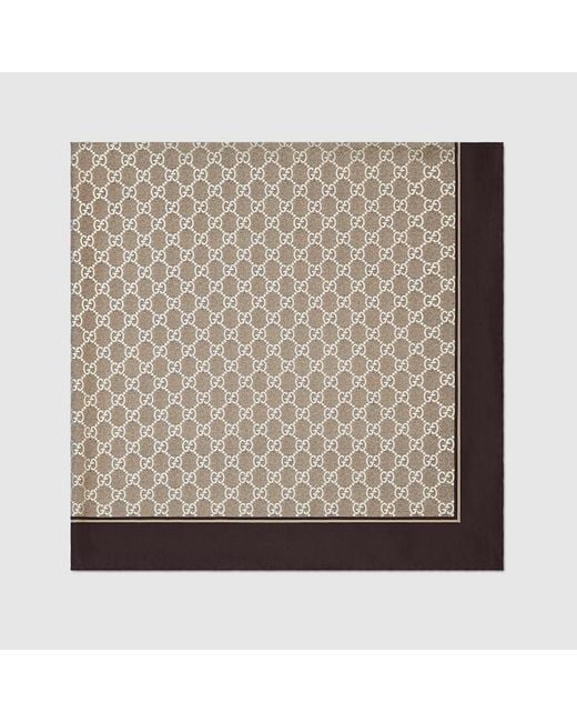 Gucci Brown Laminated Printed Silk Twill Carré