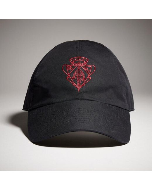 Gucci Black Cotton Baseball Hat With Embroidery, Size S, Cotton for men