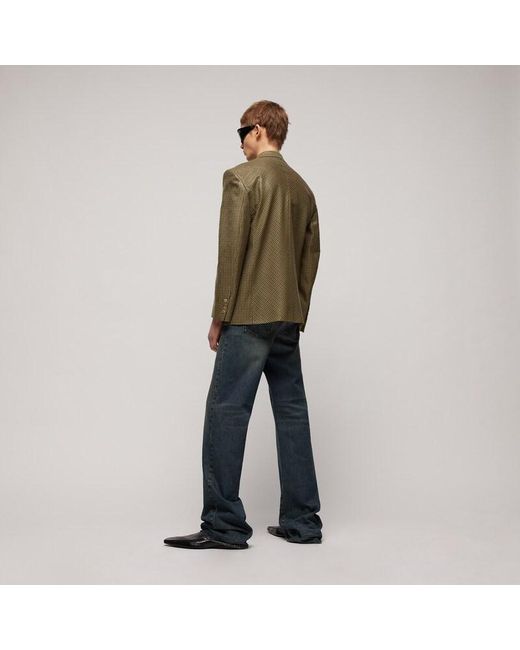 Gucci Green Gingham Wool Double-Breasted Jacket, Ready-To-Wear
