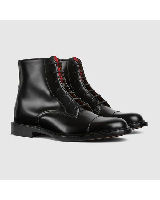Stivale Uomo Stringato Con Dettaglio Web, Taglia di Gucci in Black da Uomo