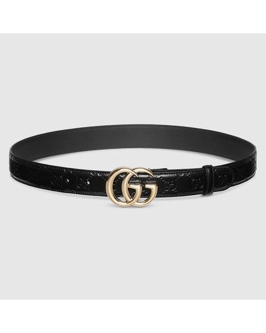 Gucci Black Gg Marmont Thin Belt, Size 100