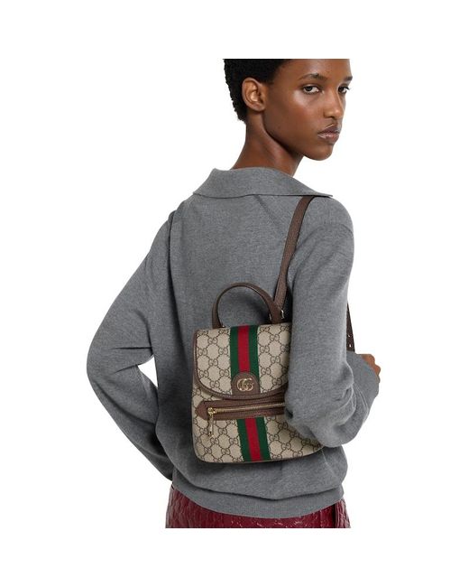Gucci Brown Ophidia Small Backpack, Gg Canvas