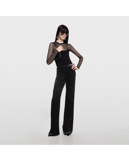 Gucci Black Gg Stretch Lace T-Shirt, Ready-To-Wear