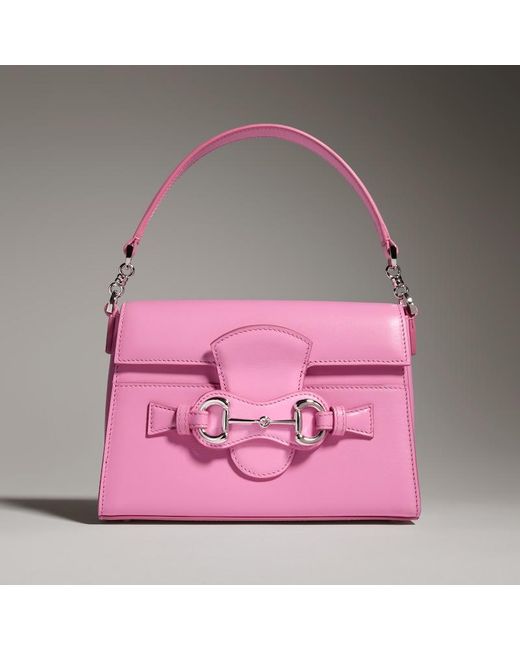 Gucci Pink Horsebit Duomo Small Top Handle Bag, Leather