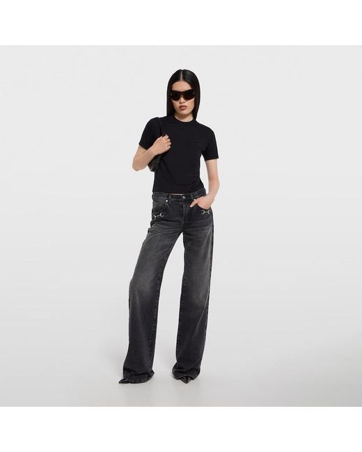 Gucci Gray Cotton Denim Pants With Horsebit