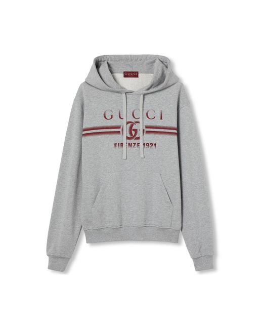 Gucci Gray Cotton Jersey Hooded Sweatshirt for men