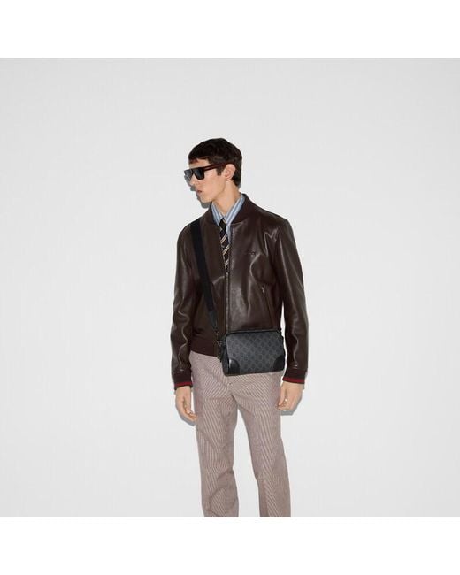 Gucci Black Gg Emblem Small Crossbody Bag, Gg Canvas for men