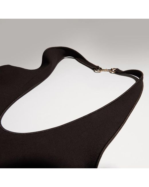 Gucci Black Viscose Crêpe Jersey Dress With Horsebit, Size Xl, Ready-To-Wear