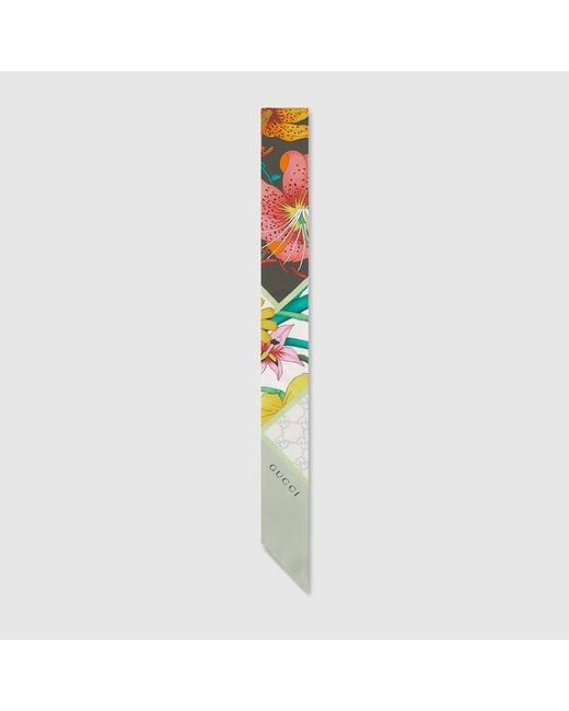Gucci Green Printed Silk Ribbon