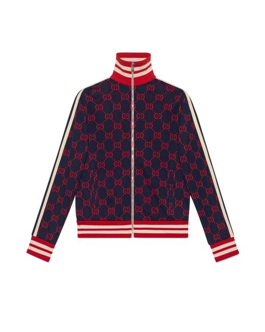 Gucci GG Jacquard Cotton Jacket in Blue for Men | Lyst