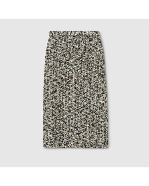 Gucci Gray Laminated Bouclé Fabric Skirt