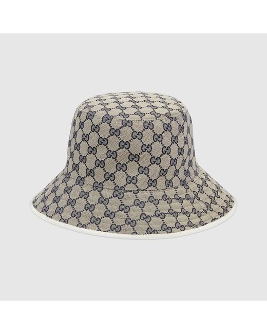 Gucci Gray GG Canvas And Check Print Reversible Hat for men