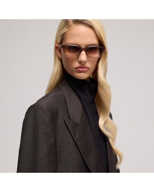 Gucci Brown Rectangular-Frame Sunglasses