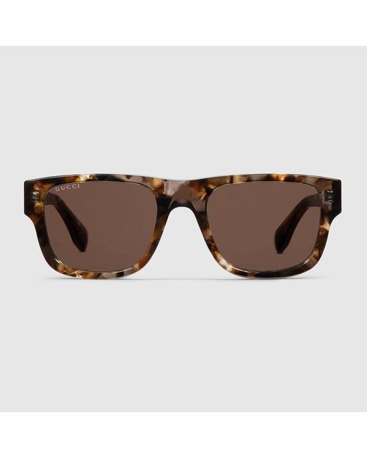 Gucci Brown Rectangular Frame Sunglasses for men