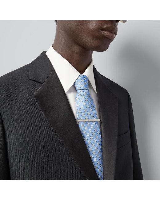Gucci Metallic Diagonal Interlocking G Tie Bar