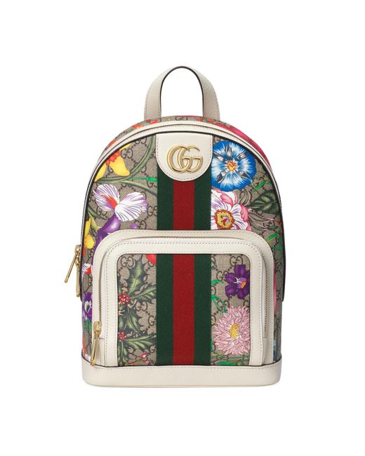 Gucci Multicolor Flora Print Monogram Backpack