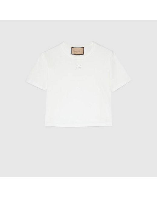 T-shirt In Jersey Di Cotone di Gucci in White