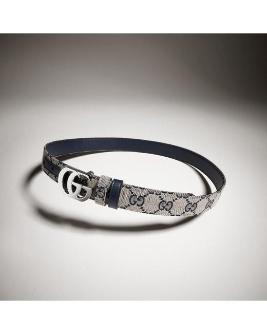 Gucci Blue Cut Gg Marmont Reversible Belt, Size 100